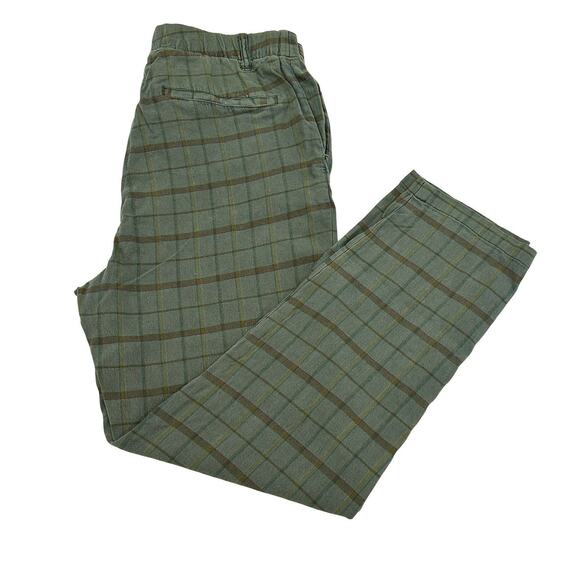 Sundance Linen Blend Ankle Pants Womens Size 6 Sage Green Plaid High Waist - Picture 2 of 7